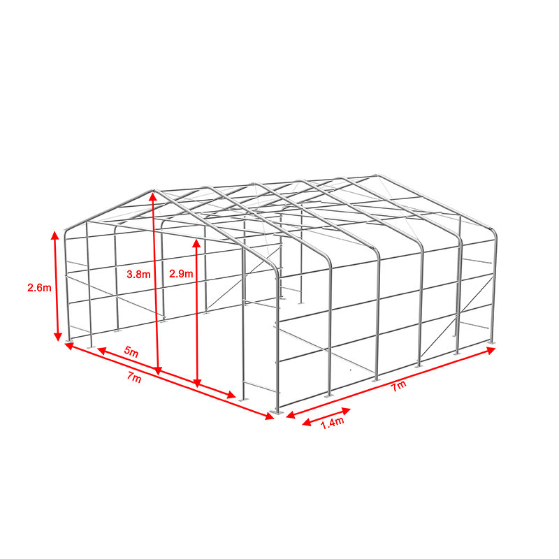 7×7 2.6 متر ارتفاع جانبي المستودع الصناعي والتجاري خيمة الظل قاعة الخيام المحمولة
