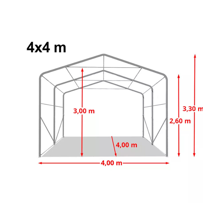 4×4 متر - 2.6 متر مأوى ظل المراعي، مأوى حظيرة تخزين خارجي عالي التحمل
